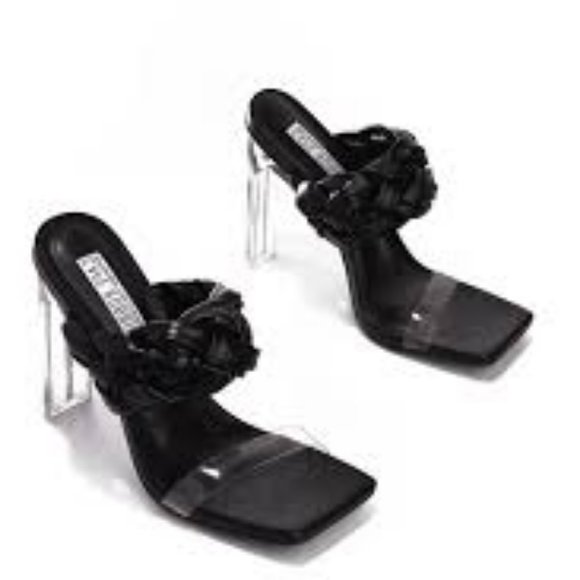 NWT CAPE ROBBIN ZIMMER CLEAR CHUNKY BLOCK HEELS BLACK 5.5 - Picture 1 of 13